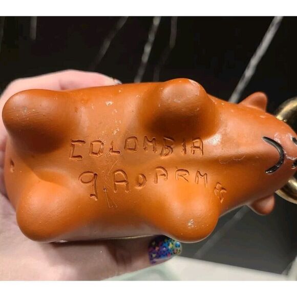 Bull Studio Art Pottery Figurine from Columbia Metallic Glaze Handmade Signed - Picture 6 of 10